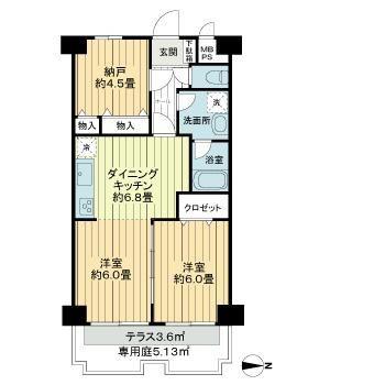 ライオンズマンション国分寺第3(2LDK/1階)の間取り写真