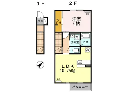 CASA DE RYO(1LDK/2階)の間取り写真