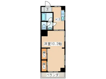 ながくら荘(1K/3階)の間取り写真