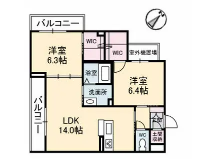 シャーメゾン・プランドール(2LDK/2階)の間取り写真