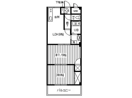 ランドパレス安積(2LDK/3階)の間取り写真