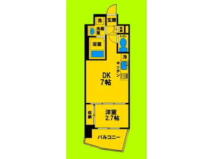 プレサンス江坂ベルフィーヌ(1DK/2階)の間取り写真