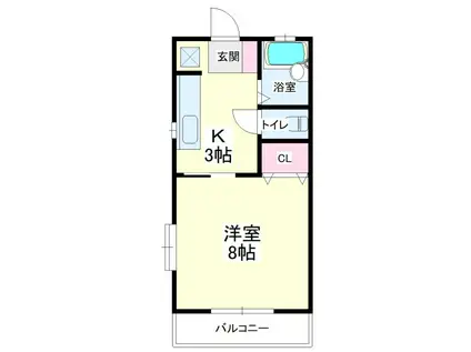 プラザ御前谷(1K/2階)の間取り写真