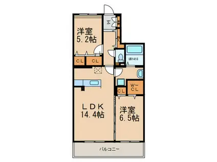 MERVEILLE CY-MA(2LDK/3階)の間取り写真