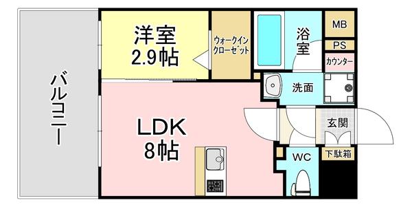 グランフォーレ小倉シティタワー(1LDK/6階)の間取り写真