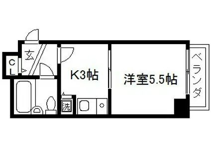 ライオンズマンション京都三条(1K/8階)の間取り写真