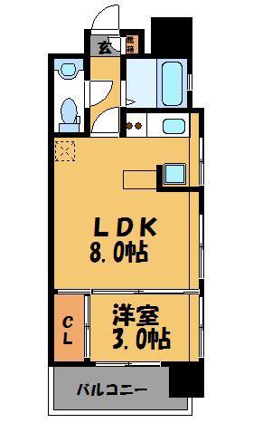 エステート・モア・薬院ネスト(1LDK/13階)の間取り写真