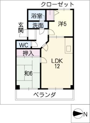 サンパレス(2LDK/1階)の間取り写真