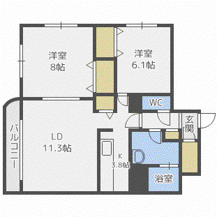 エスペランサ(2LDK/4階)の間取り写真