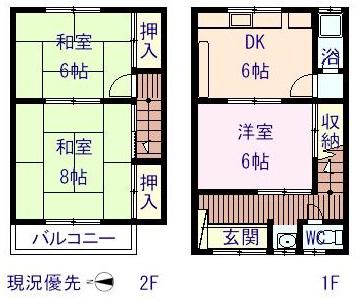 栗原西2丁目(3DK/1階)の間取り写真