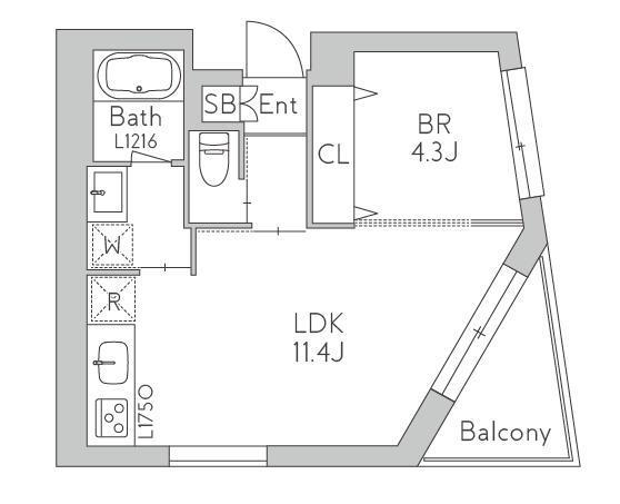 GRANDUO世田谷17(1LDK/5階)の間取り写真