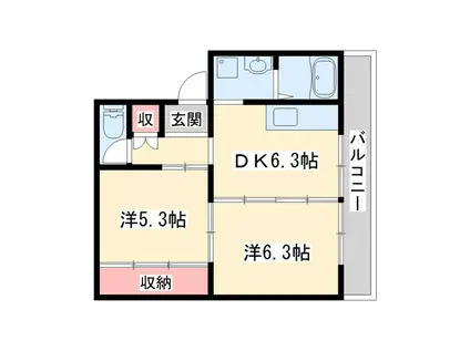 ヴィラナリー加東I(2DK/2階)の間取り写真