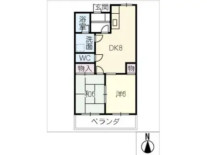 サンハウス櫻井(2DK/2階)の間取り写真