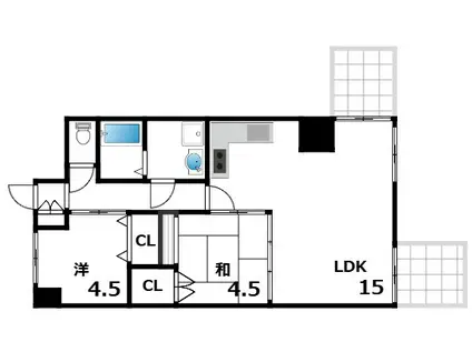 グランドプラザ王子公園(2LDK/1階)の間取り写真