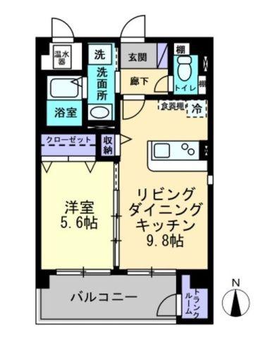 ルミエール木太 A棟(1LDK/1階)の間取り写真