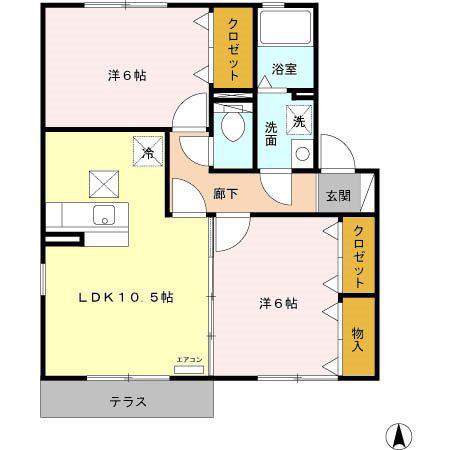グランディールM III(2LDK/1階)の間取り写真