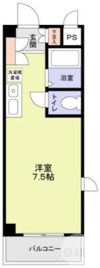ひまわりハイツ(ワンルーム/3階)の間取り写真
