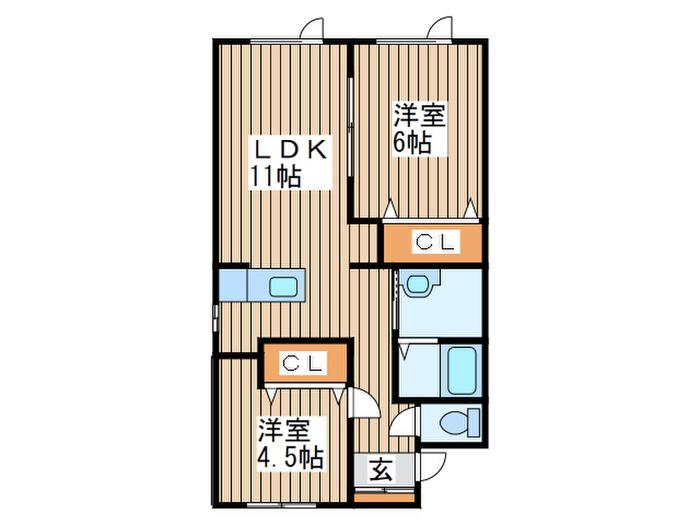 エトワール八軒(2LDK/2階)の間取り写真