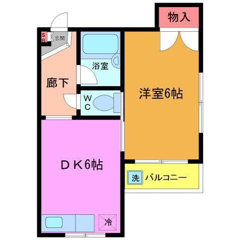クレール五番館(1DK/3階)の間取り写真