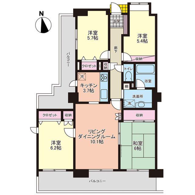 コープ野村ヒルズ川内(4LDK/9階)の間取り写真