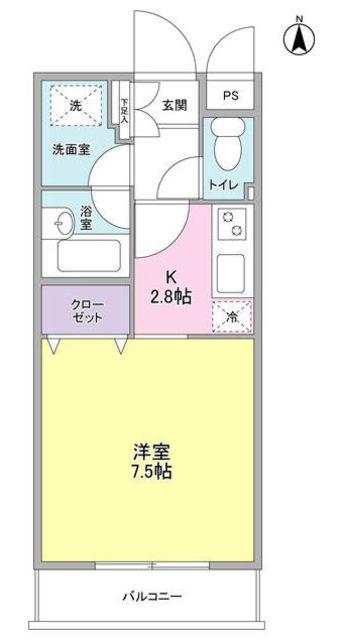 タウンフォルム武蔵小杉一番館(ワンルーム/3階)の間取り写真