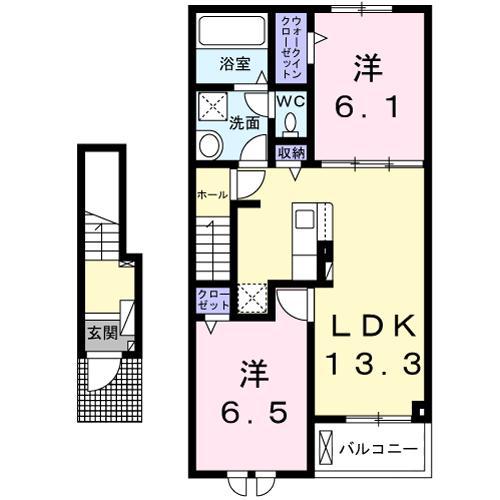 ドルチェくろまるA(2LDK/2階)の間取り写真