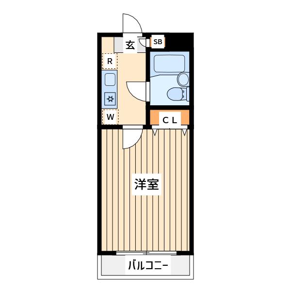 第一ベルハイム(1K/3階)の間取り写真