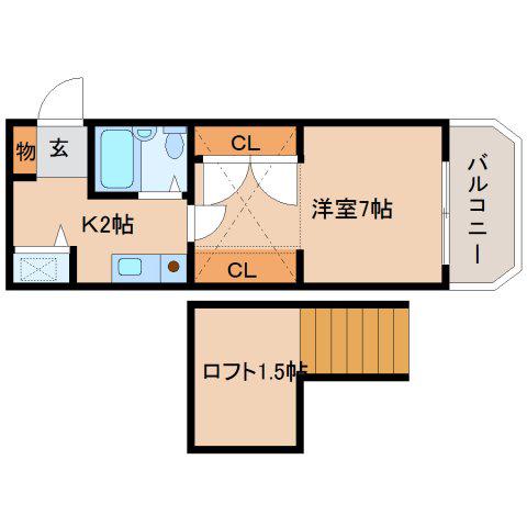 シティパレス佐保川P-1(1K/3階)の間取り写真