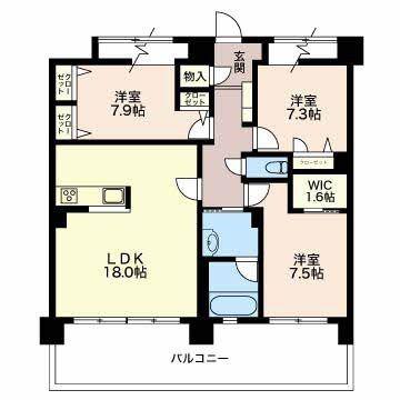 グリーンベル(3LDK/7階)の間取り写真