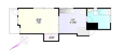 サンライズ小松(1DK/4階)の間取り写真
