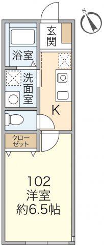 ベルガーデン安浦町(1K/1階)の間取り写真