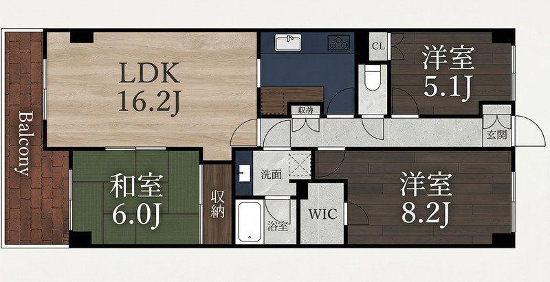 モアクレスト千葉A棟 A(3LDK/6階)の間取り写真