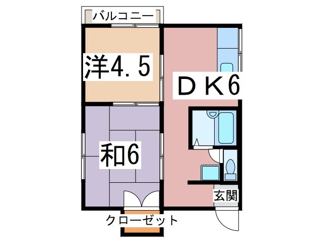 君津アイランド(2DK/2階)の間取り写真