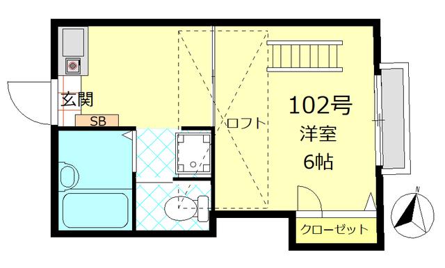 パインヒル小岩(1K/1階)の間取り写真