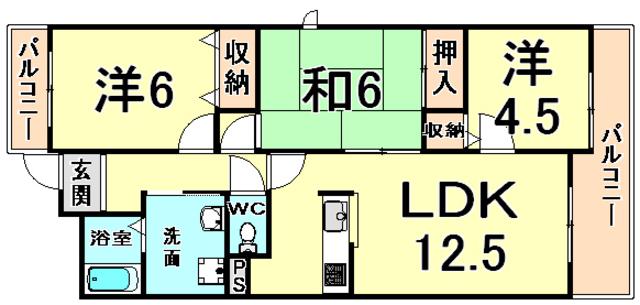 ロードス93(3LDK/3階)の間取り写真