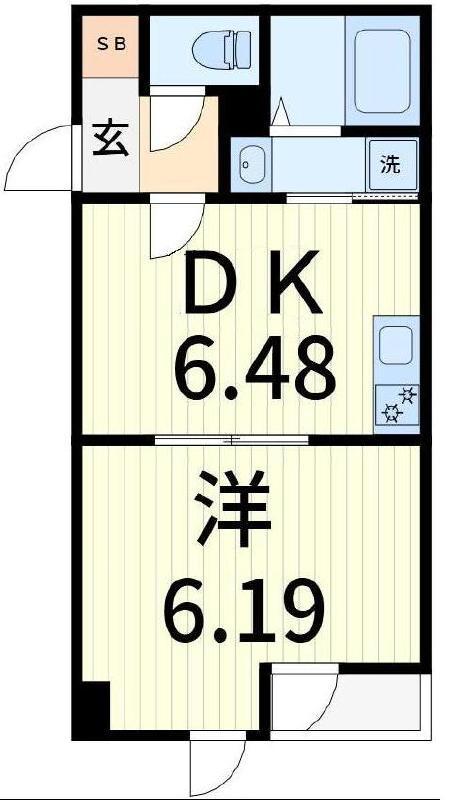 アンベリール北小岩(1DK/4階)の間取り写真