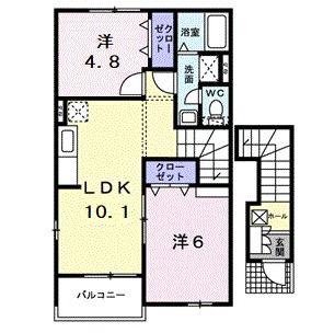 ステップ・ハウス21(2LDK/2階)の間取り写真