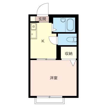 ニューライフ三ツ境A(1K/1階)の間取り写真