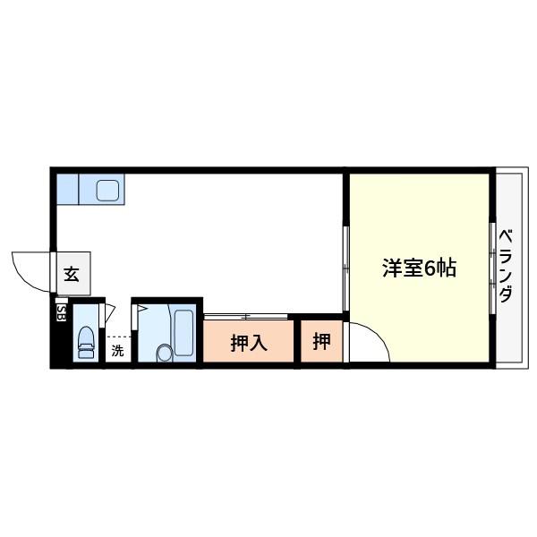 高山ハイツ(1LDK/2階)の間取り写真