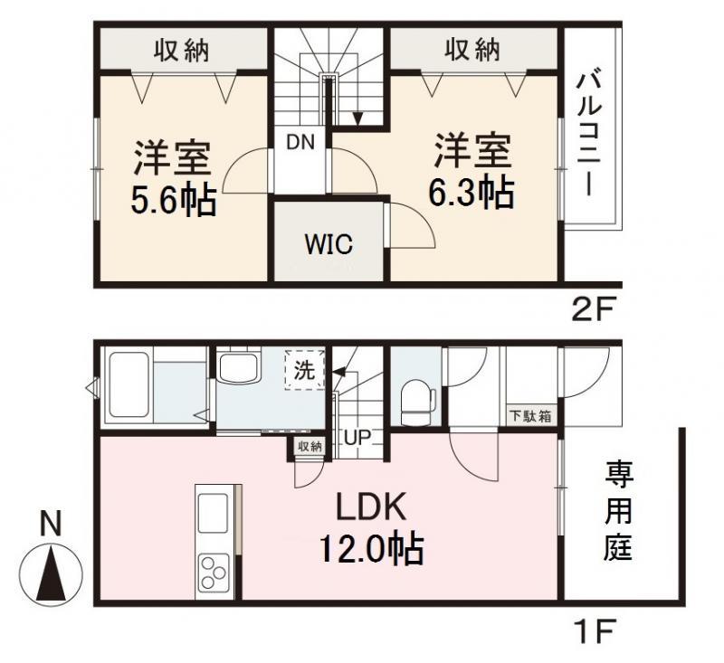 アテレーゼ木太町A・B(2LDK/1階)の間取り写真