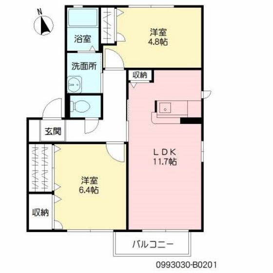 グランシャリオ(2LDK/2階)の間取り写真