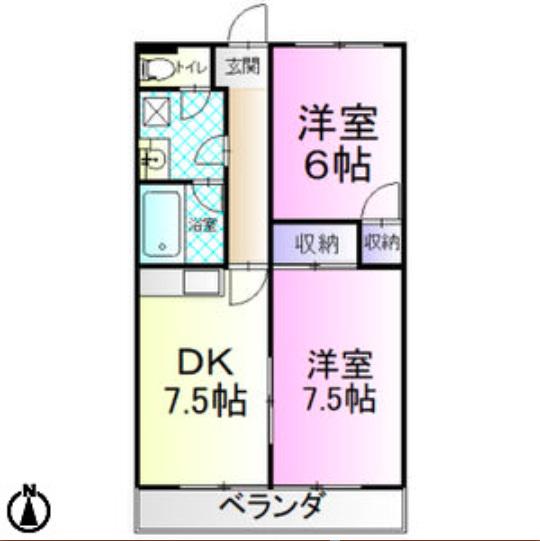 イーストスクエアーI(2DK/2階)の間取り写真