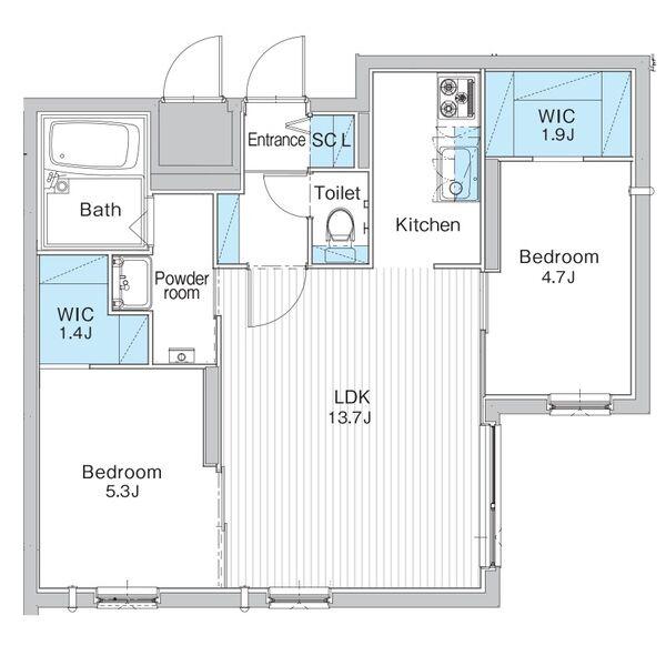 JANUS RESIDENCES平岸イースト(2LDK/4階)の間取り写真