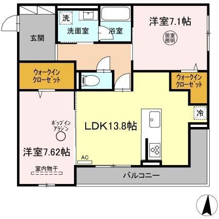 カーサ・グランデ(2LDK/2階)の間取り写真