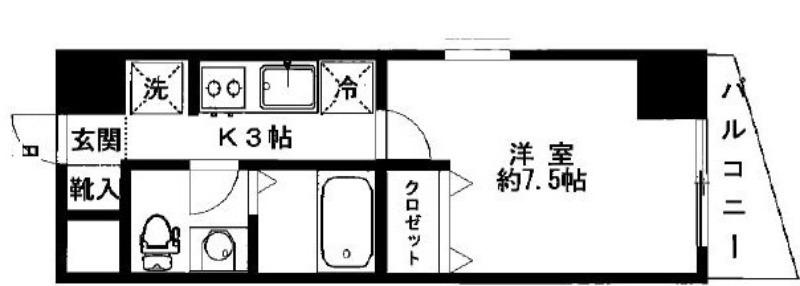 東品川シーサイドコート(1K/3階)の間取り写真