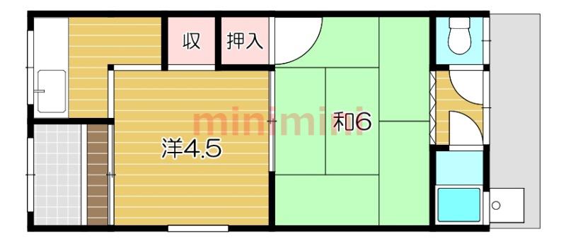 斎藤文化(2K/1階)の間取り写真