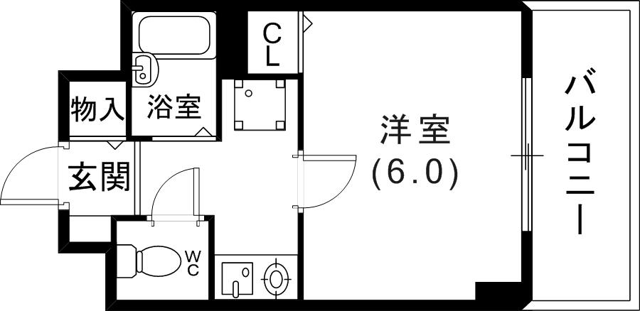 六甲ヒノキ(1K/3階)の間取り写真
