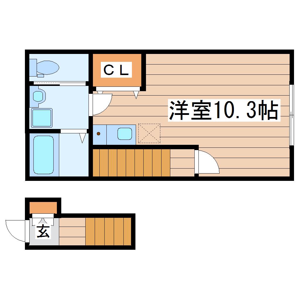 T-スタイル(ワンルーム/2階)の間取り写真