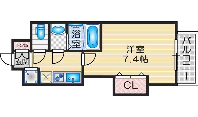 LUXE江坂II(1K/12階)の間取り写真