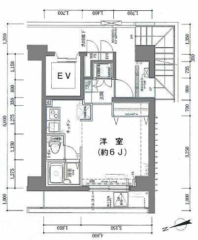 アデッソ新宿若松町(1K/5階)の間取り写真